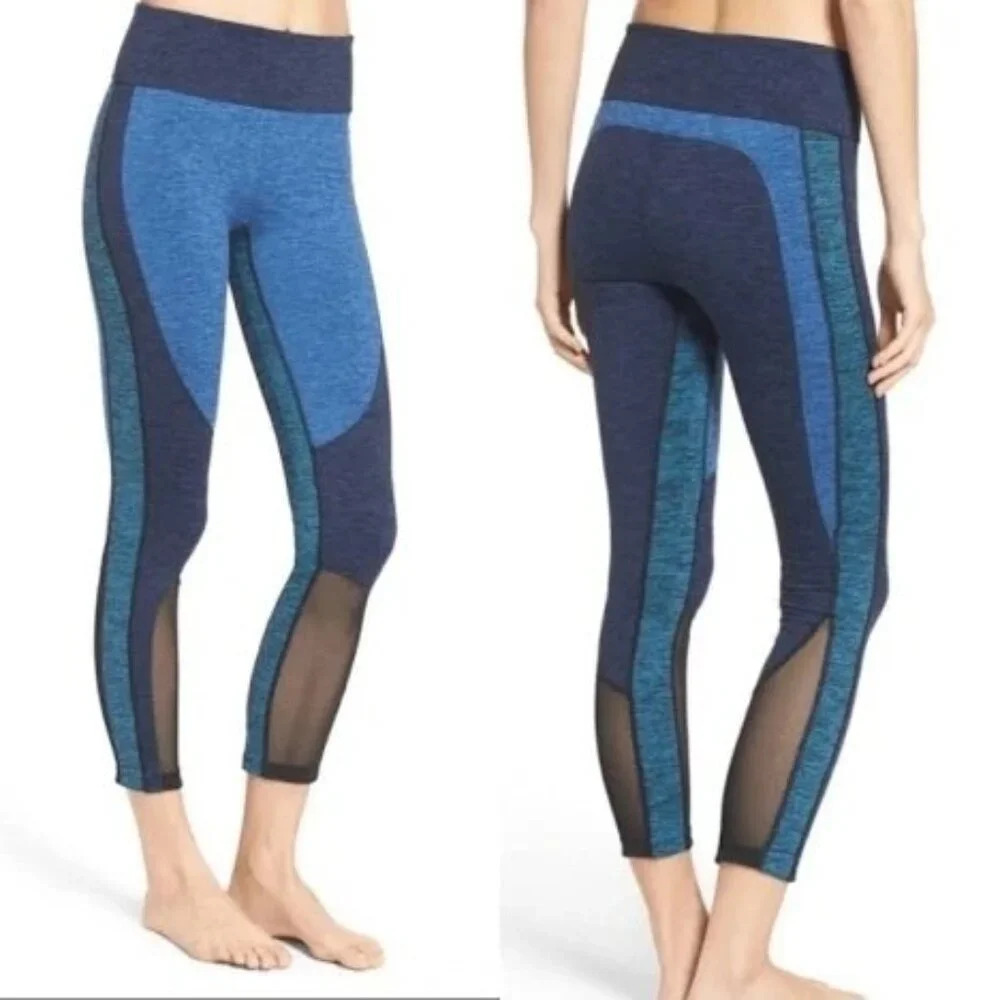 Free People Movement Dylan Blue Mesh High Waist Cropped Leggings - Picture 3 of 7
